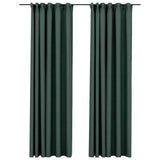 Vidaxl gordijnen linnen-look verduisterend haken 2 st 140x225 cm groen - afbeelding 2