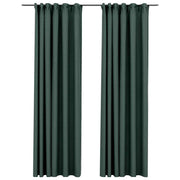 Vidaxl gordijnen linnen-look verduisterend haken 2 st 140x225 cm groen - afbeelding 2