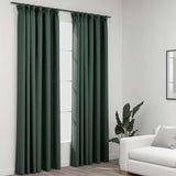 Vidaxl gordijnen linnen-look verduisterend haken 2 st 140x225 cm groen - afbeelding 1
