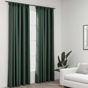 Vidaxl gordijnen linnen-look verduisterend haken 2 st 140x225 cm groen - afbeelding 1