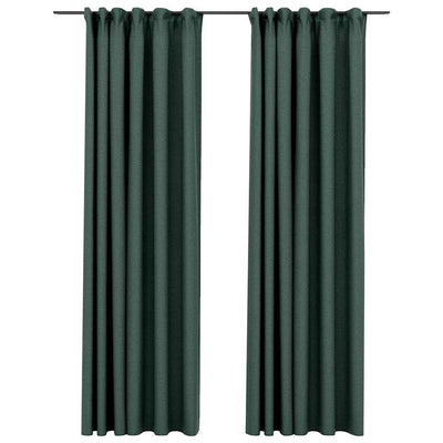 Vidaxl gordijnen linnen-look verduisterend haken 2 st 140x245 cm groen