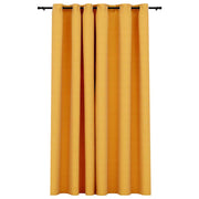 Vidaxl gordijn linnen-look verduisterend met ogen 290x245 cm geel - afbeelding 2