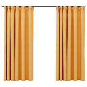 Vidaxl gordijnen linnen-look verduisterend haken 2 st 140x175 cm geel - afbeelding 2