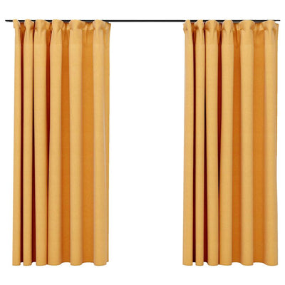 Vidaxl gordijnen linnen-look verduisterend haken 2 st 140x175 cm geel
