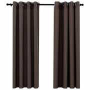 Vidaxl gordijnen linnen-look verduisterend ogen 2 st 140x175 cm taupe - afbeelding 2