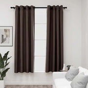 Vidaxl gordijnen linnen-look verduisterend ogen 2 st 140x175 cm taupe - afbeelding 1