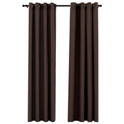 Vidaxl gordijnen linnen-look verduisterend ogen 2 st 140x225 cm taupe - afbeelding 2