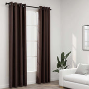 Vidaxl gordijnen linnen-look verduisterend ogen 2 st 140x225 cm taupe - afbeelding 1