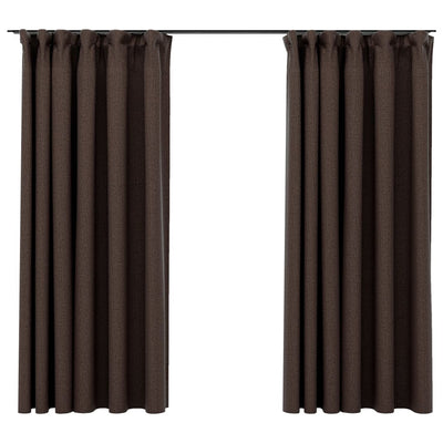 Vidaxl gordijnen linnen-look verduisterend haken 2 st 140x175 cm taupe