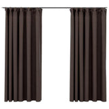 Vidaxl gordijnen linnen-look verduisterend haken 2 st 140x175 cm taupe - afbeelding 2