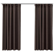 Vidaxl gordijnen linnen-look verduisterend haken 2 st 140x175 cm taupe - afbeelding 2