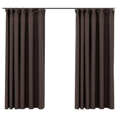 Vidaxl gordijnen linnen-look verduisterend haken 2 st 140x175 cm taupe