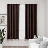 Vidaxl gordijnen linnen-look verduisterend haken 2 st 140x175 cm taupe - afbeelding 1