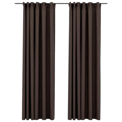 Vidaxl gordijnen linnen-look verduisterend haken 2 st 140x225 cm taupe