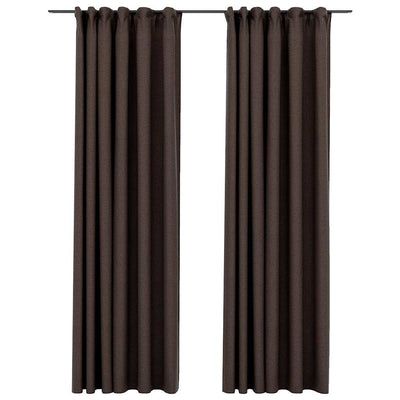 Vidaxl gordijnen linnen-look verduisterend haken 2 st 140x245 cm taupe