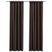 Vidaxl gordijnen linnen-look verduisterend haken 2 st 140x245 cm taupe - afbeelding 2