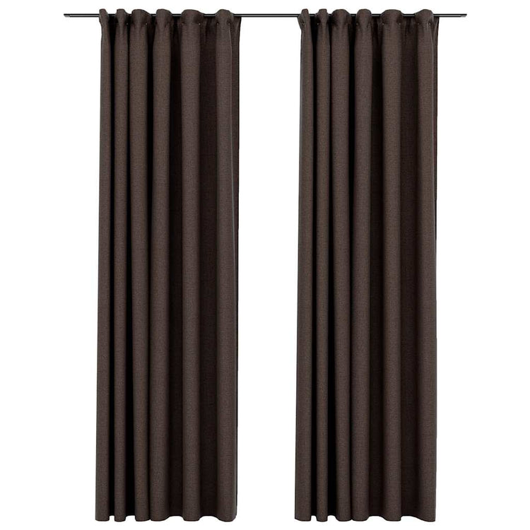 Vidaxl gordijnen linnen-look verduisterend haken 2 st 140x245 cm taupe