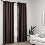 Vidaxl gordijnen linnen-look verduisterend haken 2 st 140x245 cm taupe - afbeelding 1