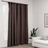 Vidaxl gordijn linnen-look verduisterend met haken 290x245 cm taupe - afbeelding 1