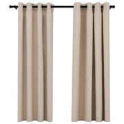 Vidaxl gordijnen linnen-look verduisterend ogen 2 st 140x175 cm beige - afbeelding 2