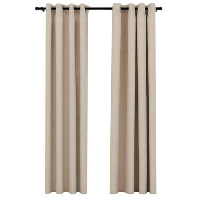 Vidaxl gordijnen linnen-look verduisterend ogen 2 st 140x225 cm beige