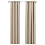 Vidaxl gordijnen linnen-look verduisterend ogen 2 st 140x245 cm beige - afbeelding 2
