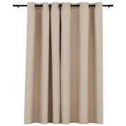 Vidaxl gordijn linnen-look verduisterend met ogen 290x245 cm beige - afbeelding 2