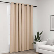 Vidaxl gordijn linnen-look verduisterend met ogen 290x245 cm beige - afbeelding 1
