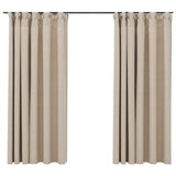 Vidaxl gordijnen linnen-look verduisterend haken 2 st 140x175 cm beige - afbeelding 2