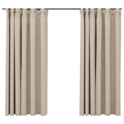 Vidaxl gordijnen linnen-look verduisterend haken 2 st 140x175 cm beige - afbeelding 2
