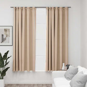 Vidaxl gordijnen linnen-look verduisterend haken 2 st 140x175 cm beige - afbeelding 1