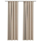 Vidaxl gordijnen linnen-look verduisterend haken 2 st 140x225 cm beige - afbeelding 2