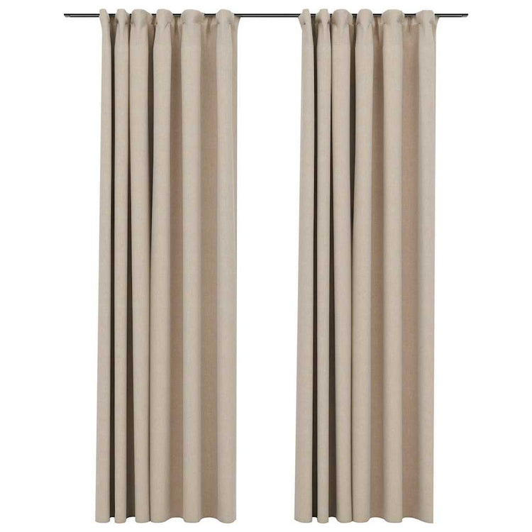 Vidaxl gordijnen linnen-look verduisterend haken 2 st 140x225 cm beige
