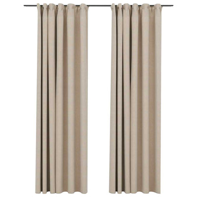 Vidaxl gordijnen linnen-look verduisterend haken 2 st 140x245 cm beige