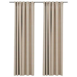 Vidaxl gordijnen linnen-look verduisterend haken 2 st 140x245 cm beige - afbeelding 2