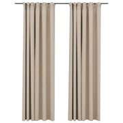Vidaxl gordijnen linnen-look verduisterend haken 2 st 140x245 cm beige - afbeelding 2