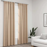 Vidaxl gordijnen linnen-look verduisterend haken 2 st 140x245 cm beige - afbeelding 1