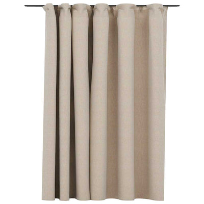 Vidaxl gordijn linnen-look verduisterend met haken 290x245 cm beige