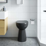 Vidaxl randloos toilet 7 cm extra hoogte soft-close keramiek zwart - afbeelding 1