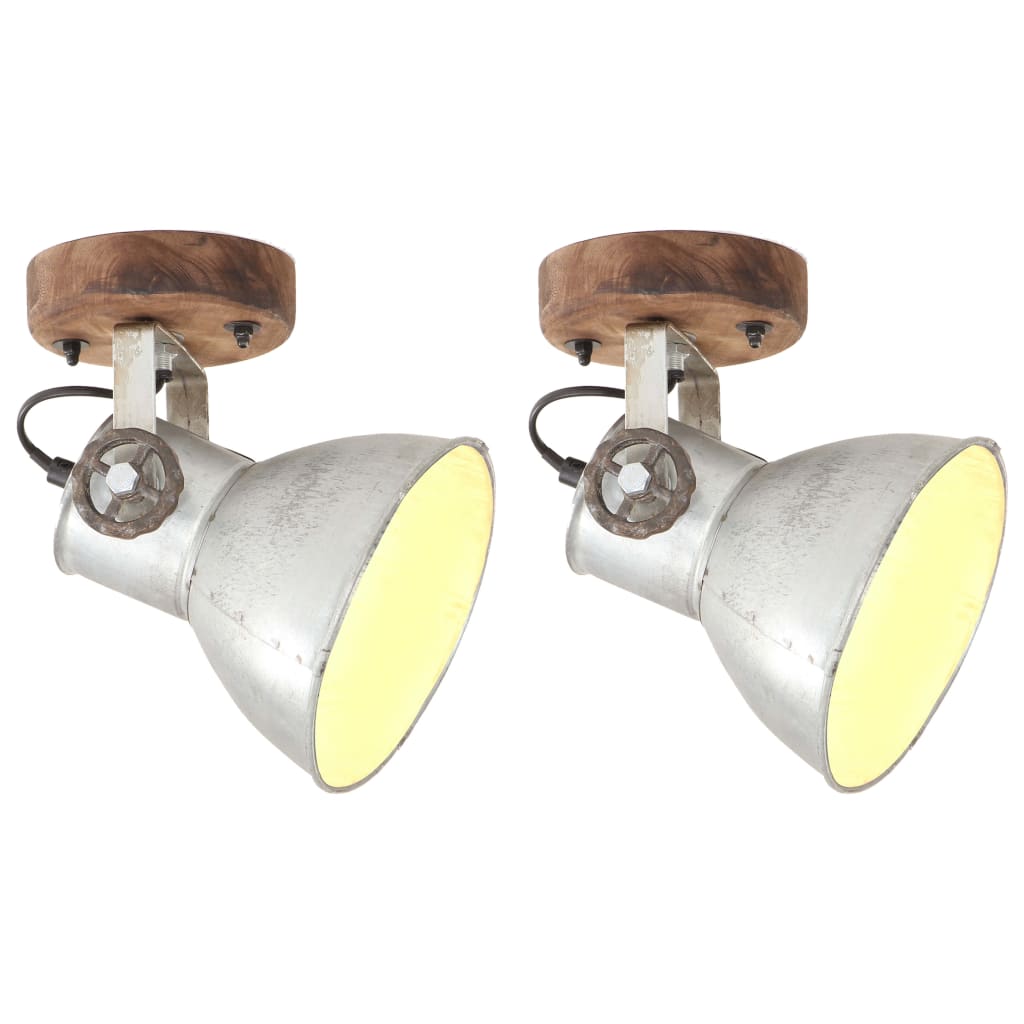 Vidaxl wand- plafondlampen industrieel 2 st e27 20x25 cm zilverkleurig