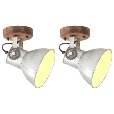 Vidaxl wand- plafondlampen industrieel 2 st e27 20x25 cm zilverkleurig