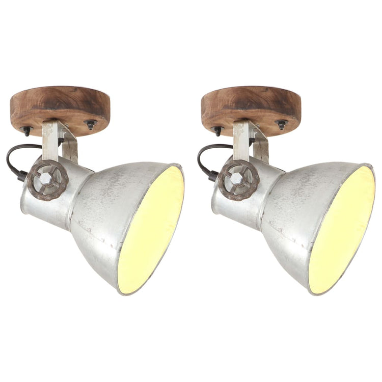 Vidaxl wand- plafondlampen industrieel 2 st e27 20x25 cm zilverkleurig