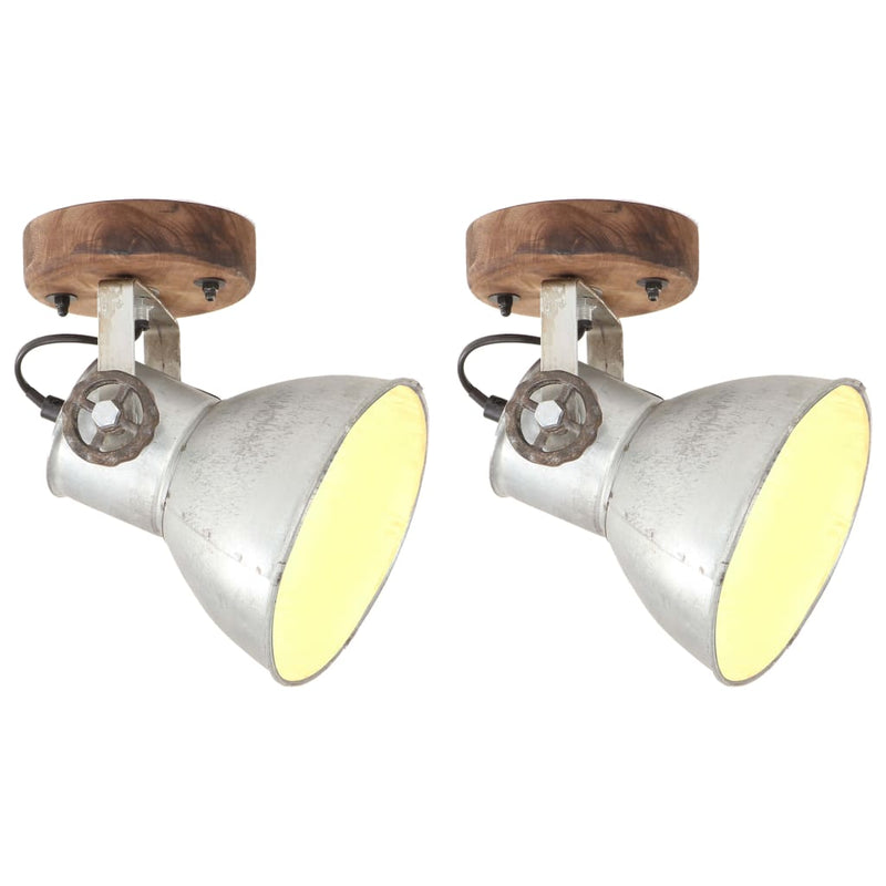 Vidaxl wand- plafondlampen industrieel 2 st e27 20x25 cm zilverkleurig