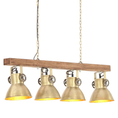 Vidaxl plafondlamp industrieel e27 mangohout messingkleurig