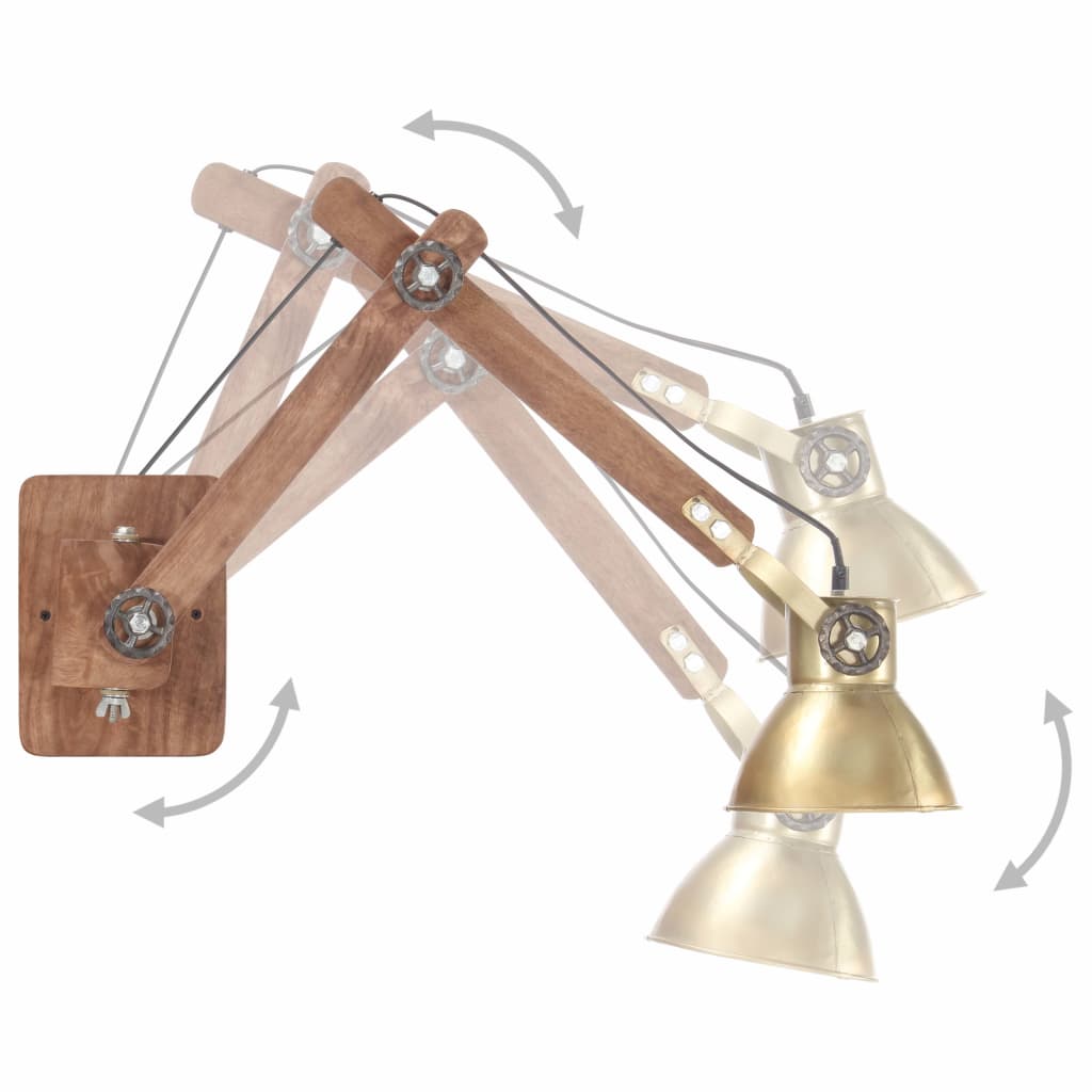 Vidaxl wandlamp industrieel rond e27 messingkleurig