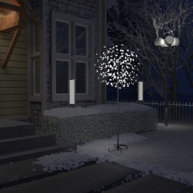 Vidaxl kerstboom 200 led's koudwit licht kersenbloesem 180 cm