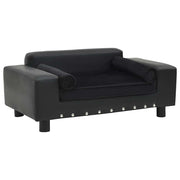 Vidaxl hondenbank 81x43x31 cm pluche en kunstleer zwart - afbeelding 1