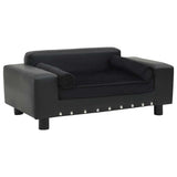 Vidaxl hondenbank 81x43x31 cm pluche en kunstleer zwart - afbeelding 1