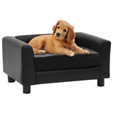 Vidaxl hondenbank 60x43x30 cm pluche en kunstleer zwart - afbeelding 1
