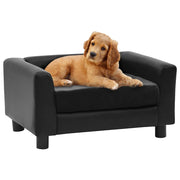 Vidaxl hondenbank 60x43x30 cm pluche en kunstleer zwart - afbeelding 1